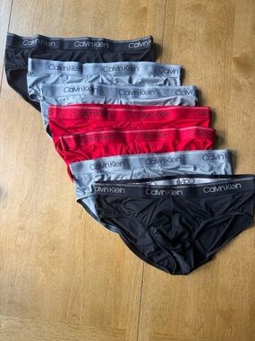 Calvin Klein Men's Microfiber Briefs Pack - Black, Gray & Red
